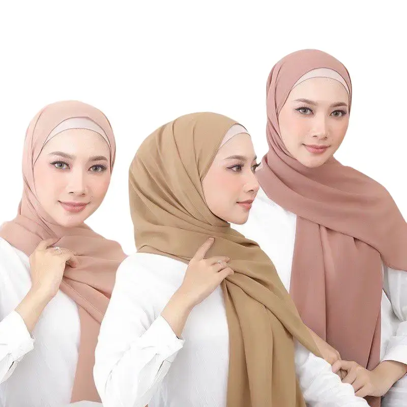 Hijab Pashmina Ceruty BabyDoll lozy Polos Jahit Tepi muslim Kerudung Instan Syari Dewasa
