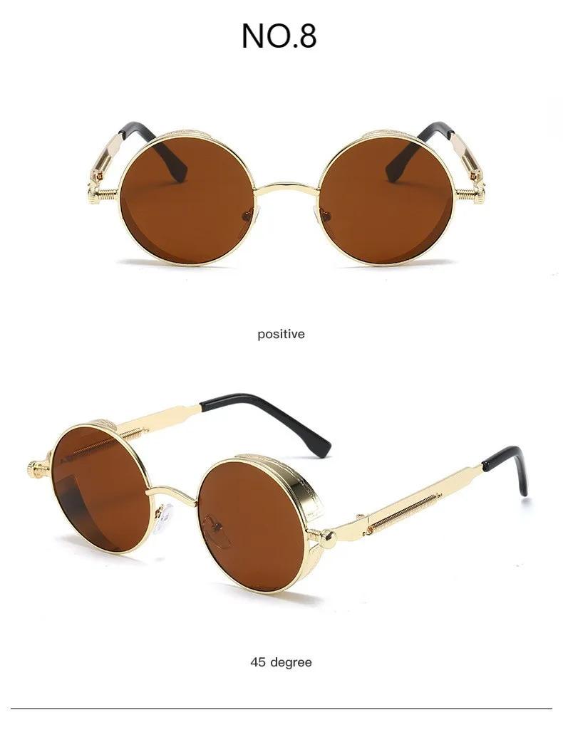 Product Introduction of Metal Steampunk Sunglasses Men Women Fashion Round Glasses Brand Designer Vintage Sun Glasses High Quality Sun Oculos 2021 29