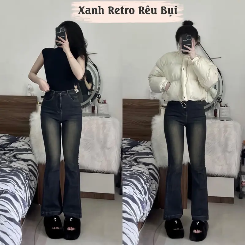 Quần Jean Ống Loe Chất Co Giãn QJ10 Nữ Women  Pants Ong Denim 2