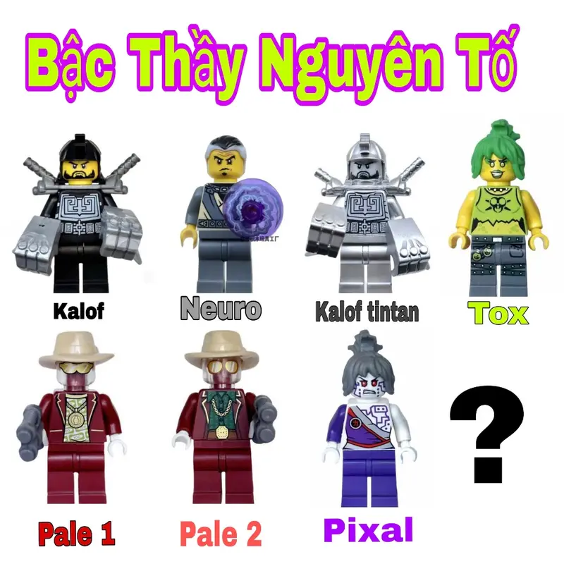 [ Có Sẵn ] Đồ chơi lắp ráp Minifigues Ninjago phản diện Bậc thầy nguyên tố Kalof - Neuro -Tox - Mr Pale - 10pcs 0