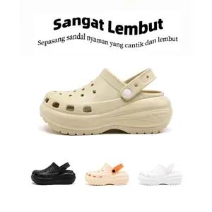 LEMOMO Sandal Cross Wanita Bapao Sandal Lubang /Sandal Jelly Fuji /Sandal Baim Wanita Slip On / Sandal Platform Anti Slip / Mega Crush Clog Sandal Woman / Sandal Cross 6cm /Sendal Medis EVA Putih Hitam