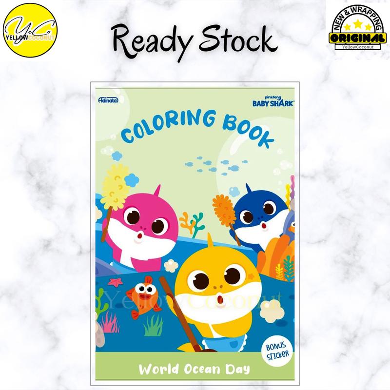 Coloring Book BABY SHARK World Ocean Day + Bonus Sticker Anak 0