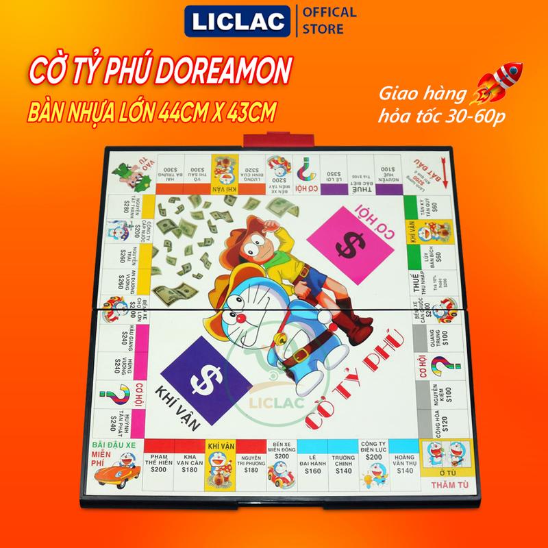 Bộ cờ Tỷ Phú Doreamon BÀN NHỰA LỚN Cao Cấp chất liệu an toàn, Đồ chơi Board Game cờ tỷ phú phiên bản địa danh Việt Nam