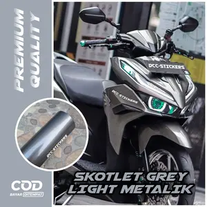 Skotlet Grey Light Metalik Abu Abu Light Candy Glossy Premium Cover Body Motor Vespa  Sporty Motorcycle