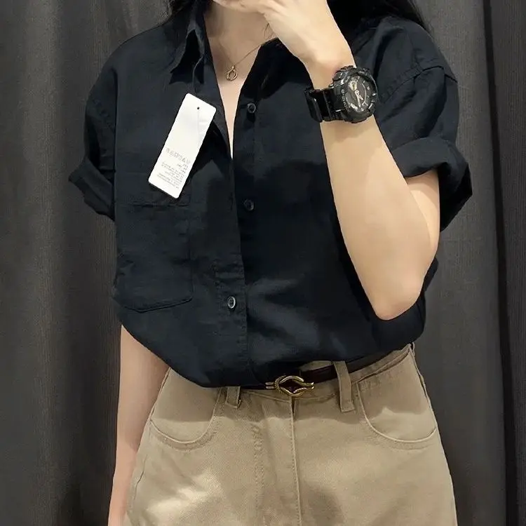 Áo Sơ Mi Cotton Cao Cấp, Phong Cách Nhật Bản, Màu Đen Thanh Lịch, Dành Cho Nữ, Hàng Mới Về, Phong Cách Hàn Quốc, Áo Cánh Rộng Rãi, Áo Mỏng, Thích Hợp Cho Mùa Hè 2023