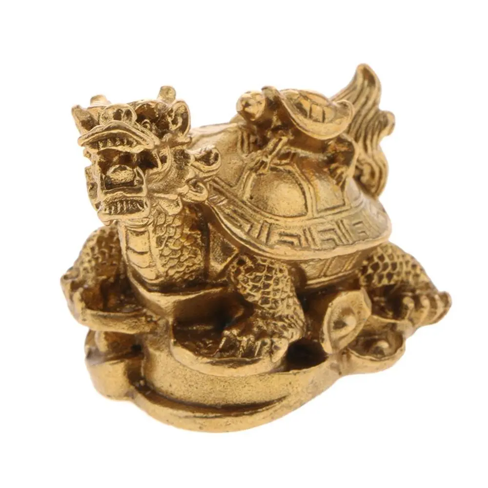 Chinese Feng Shui Tortoise Gold Copper Statue Figurine Coin