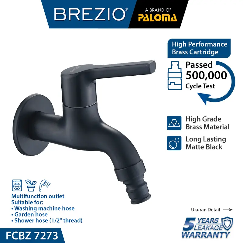 BREZIO Keran Mesin Cuci Selang Taman FCBZ 7273 /  Dinding Tembok Kran Air Black 2