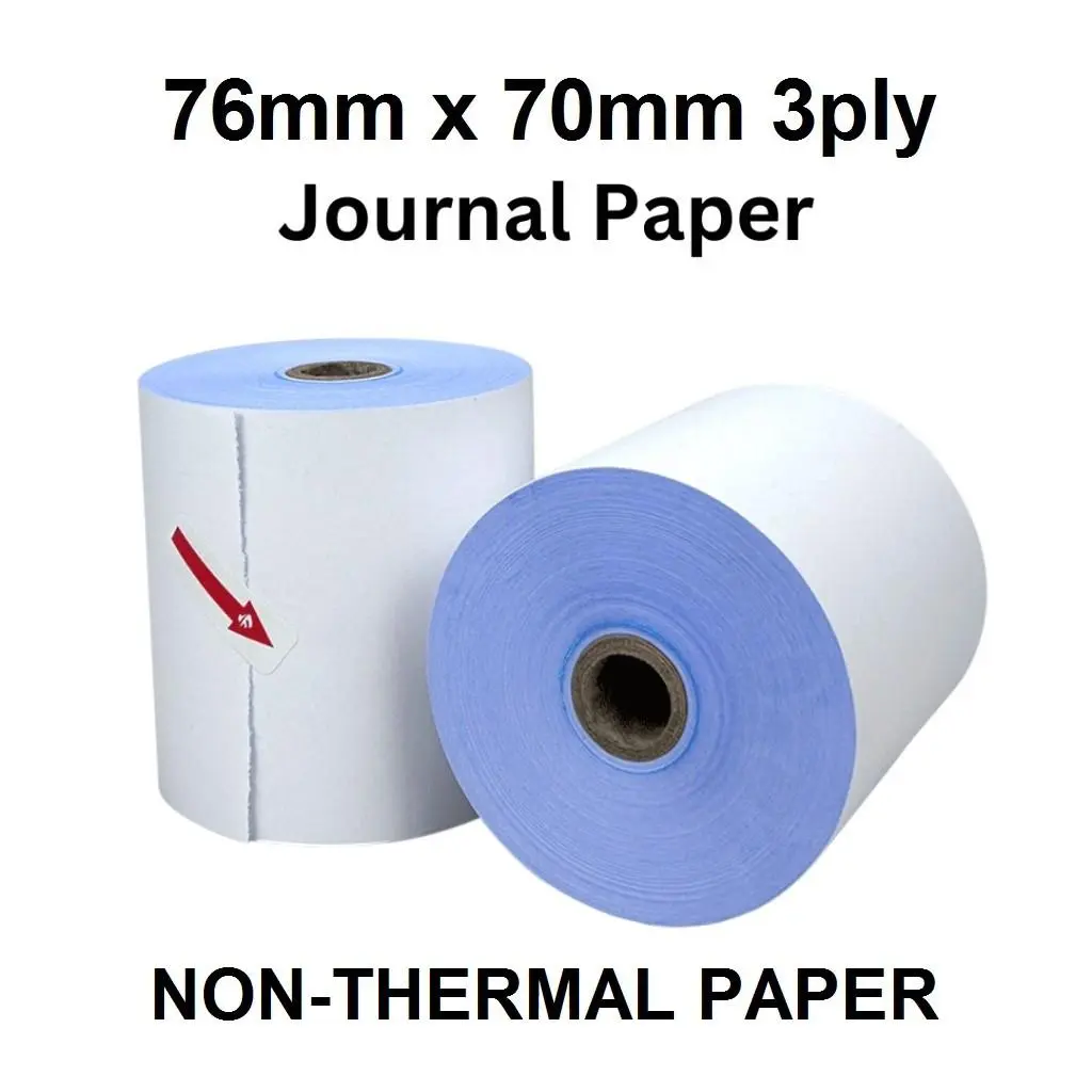 Journal Receipt Paper 3 Ply Carbonless 76mm x 70mm Non-Thermal Paper for Cash Register POS Terminal