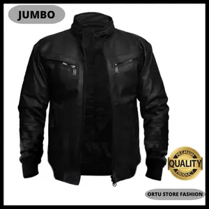 Jaket Kulit Pria Jumbo Motor L - XXXL Big size Murah Premium Dewasa Terbaru Cowok Hitam Bomber Tebal Distro Casual Distro