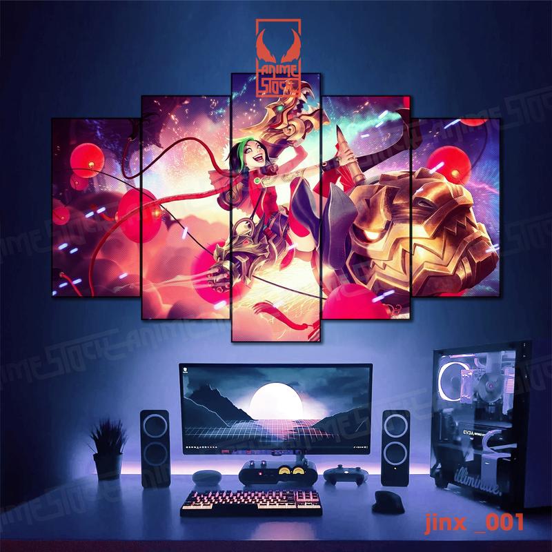 Tranh không thấm nước, tranh liên minh huyền thoại ghép 5 tấm dán tường decal. Tranh dán tường decor phòng ngủ phòng game của bạn. Đồng 5