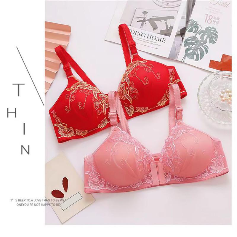 Product Introduction of Button Embroidery Brassiere Bralette Wireless Underwear Women's Bras Seamless Floral Push Up Bras Wireless Front Comfy Lingerie 20
