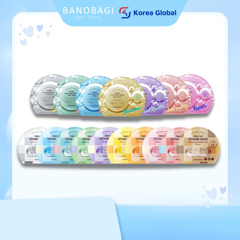 Hộp 10 Miếng Mặt Nạ Dưỡng Da Skincare Banobagi Stem Cell hoặc Super Collagen 30ml