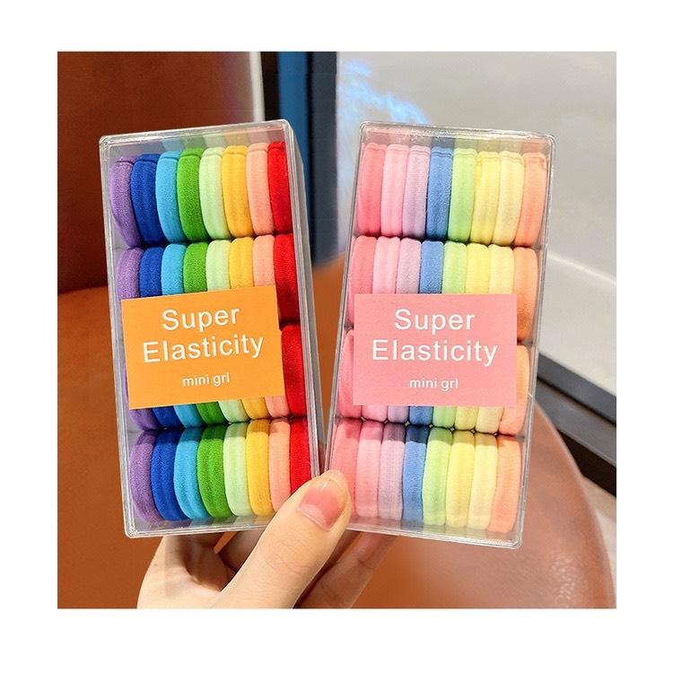 Hộp 32 thun cột tóc màu sắc cho mẹ và bé chun buộc tóc nịt tóc cho bé gái Dumi Shop