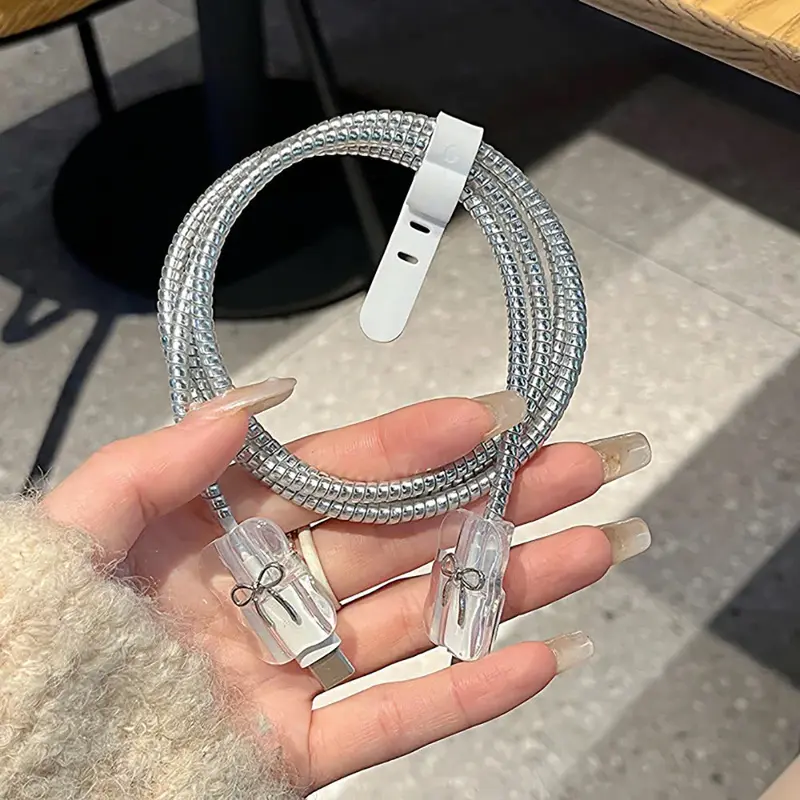 [Nơ Viền Sóng] Bộ phụ kiện bảo vệ củ sạc và cáp sạc cho iphone PD18/20W bằng silicon cao cấp 8
