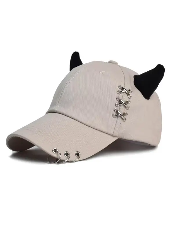 Cute Cat Ear Decor Baseball Cap, Street Style Rings Decor Baseball Cap for Men & Women, Fashion Accessories for Outdoor Sports 6
