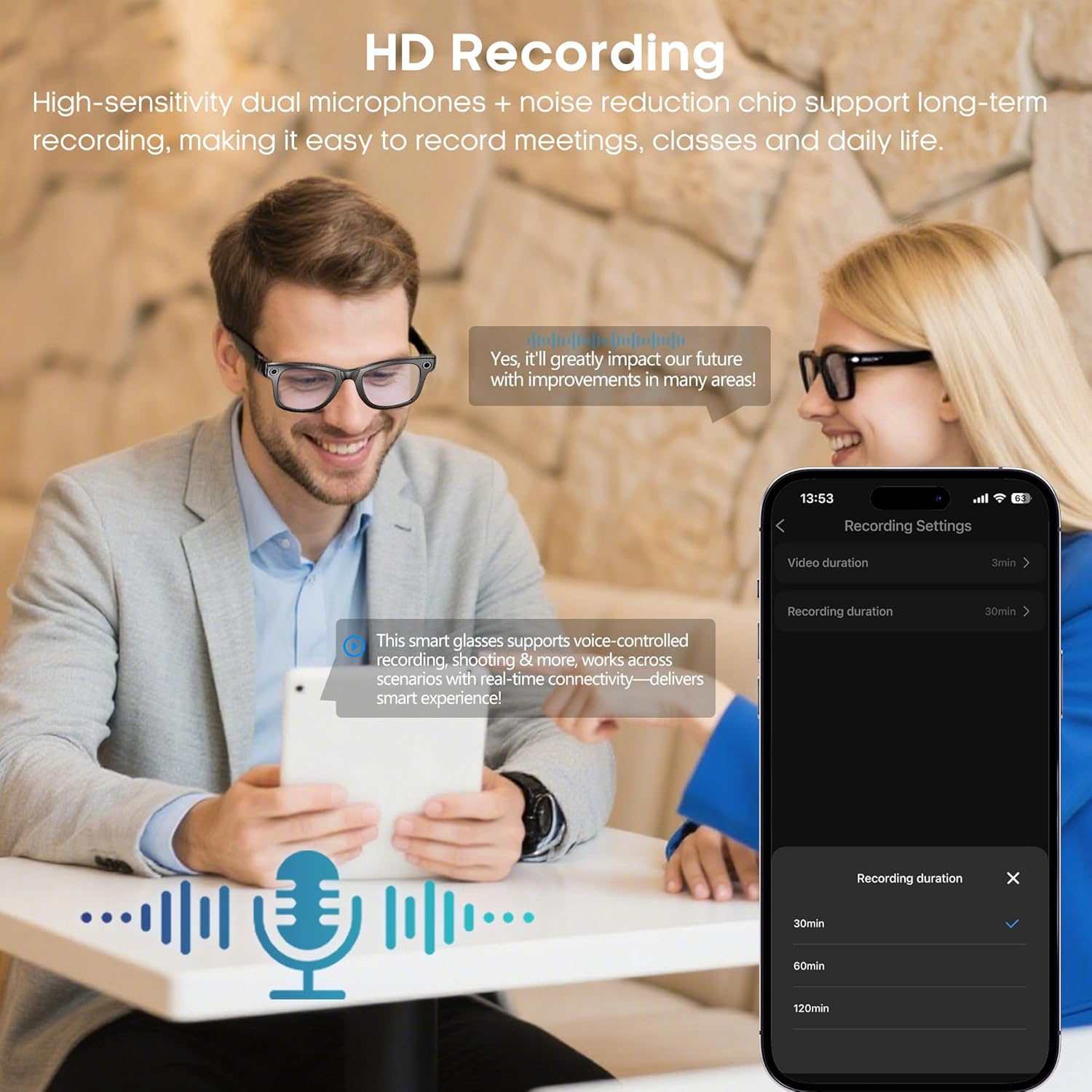 800W Camera Smart Glasses with 32GB Memory Sunglasses Mini Camera Video Translation Bluetooth Call Anti-blue Glasses Man Women