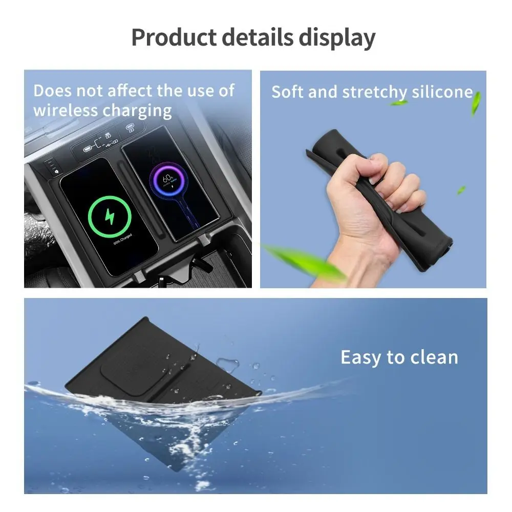 Universal Protection Mat Silicone Protective Pad Car Phone Dust-proof Wireless Charging Pad Soft Black Non-slip Charger Mat Interior