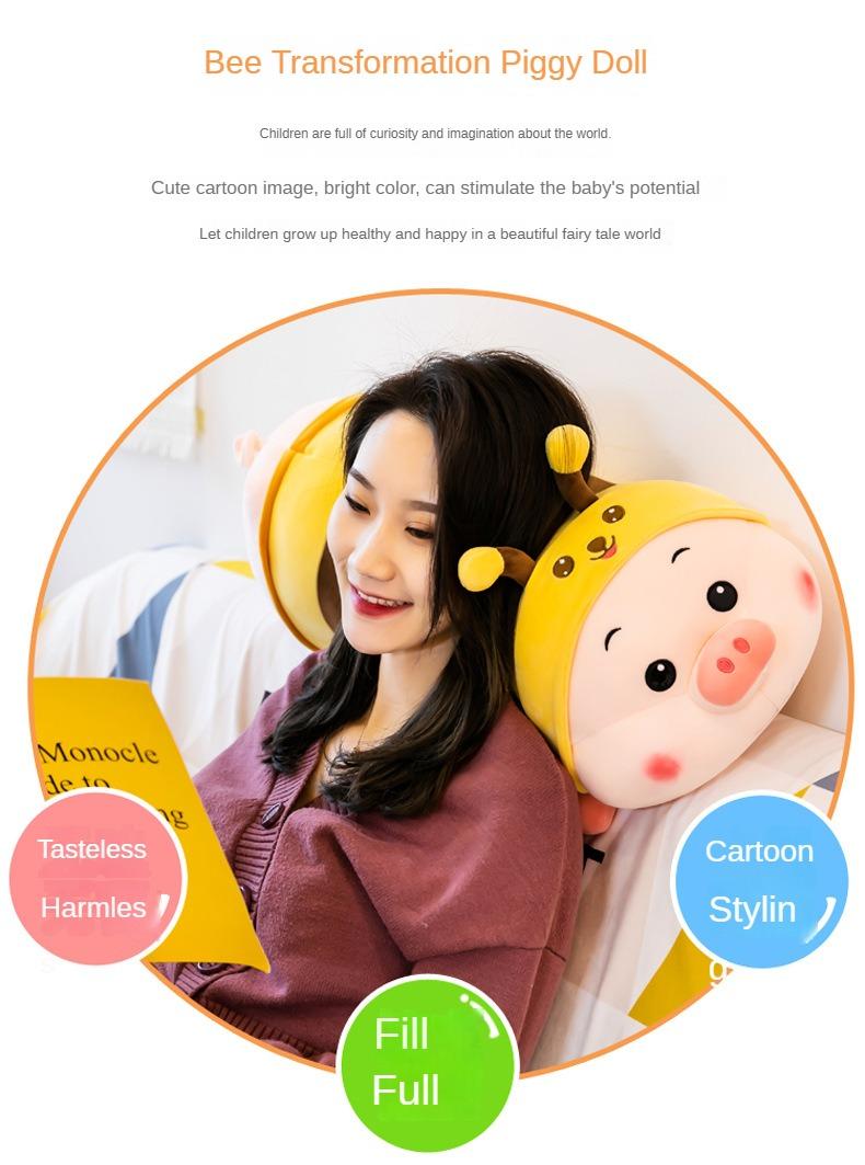 Product Introduction of Mainan Mewah Babi Besar, Tulen dan Comel, Anak Patung Babi Malas, Bantal Baling Panjang, Babi Lebah 10