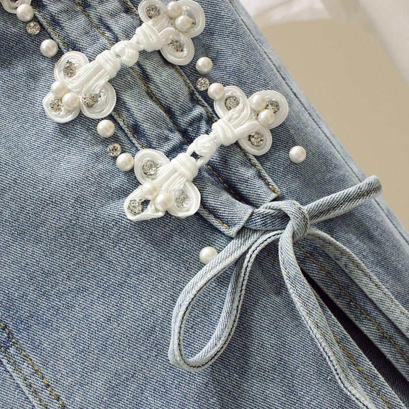Product Introduction of Chân Váy Chữ A, Chất Liệu Denim, Dành Cho Nữ, Mỏng Mùa Hè, Cạp Cao Dài Trung Bình Chân Váy Bodycon, Tôn Dáng, Xẻ Bên, Hàng Mới Về 2024 8