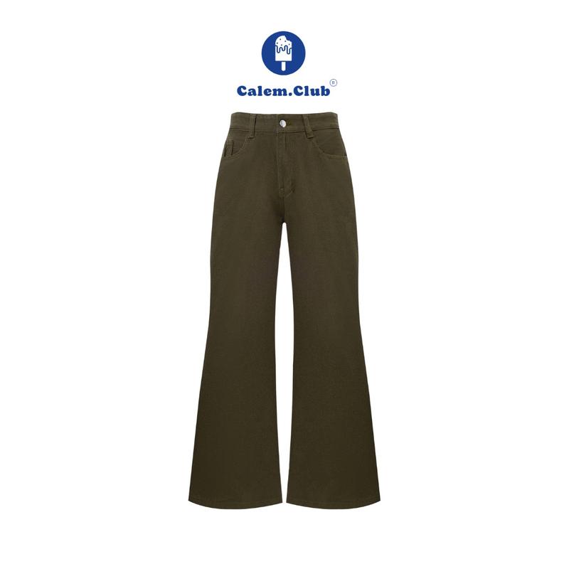 Calem Club - Quần KAKI JEAN dáng dài form ỐNG LOE cạp cao tôn dáng quần ống loe nữ