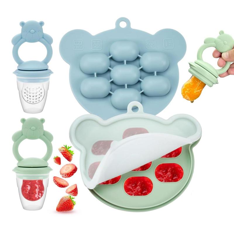 Product Introduction of Cartoon Bear Design Baby Food Pacifier with Ice Cube Tray, 2 Counts/set Baby Fruit and Vegetable Feeder & Ice Mold, Baby Fruit Feeder, Baby Teether Pacifier, Baby Essentials, Baby Stuff, Baby Essentials, Baby Items, 99p UK Tiktok Shop 5