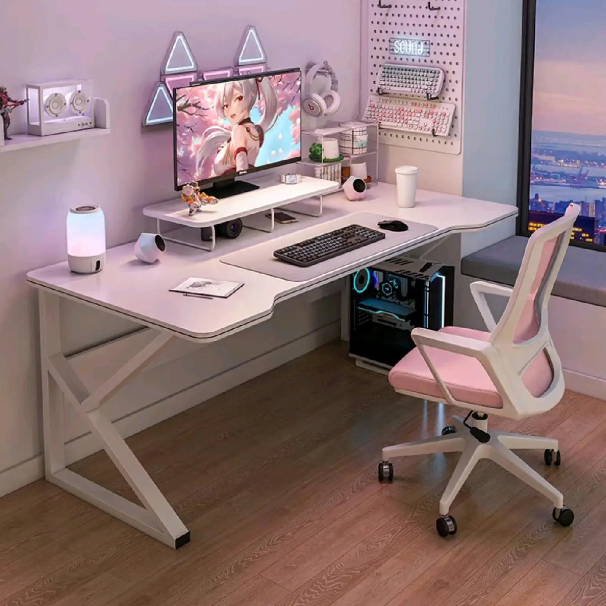 Bàn làm việc chữ K gaming 2 lỗ đi dây ( Bản nâng cấp)