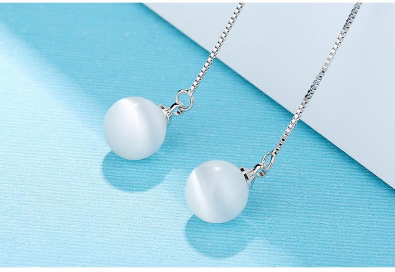 Product Introduction of Qiao Lanxuan Opal Long Fringe Earrings Korean Style Fashion Anti-Allergy Tremella, a Kind of Semi-Transparent White Fungus Eardrop Female Hanging Earrings Wholesale 57