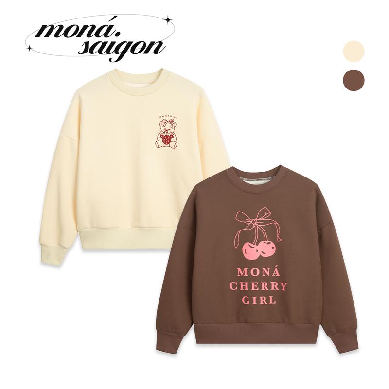 [XẢ] Áo sweater Nữ  Cổ Tròn nỉ lông cừu form rộng MONÁ - SWEET