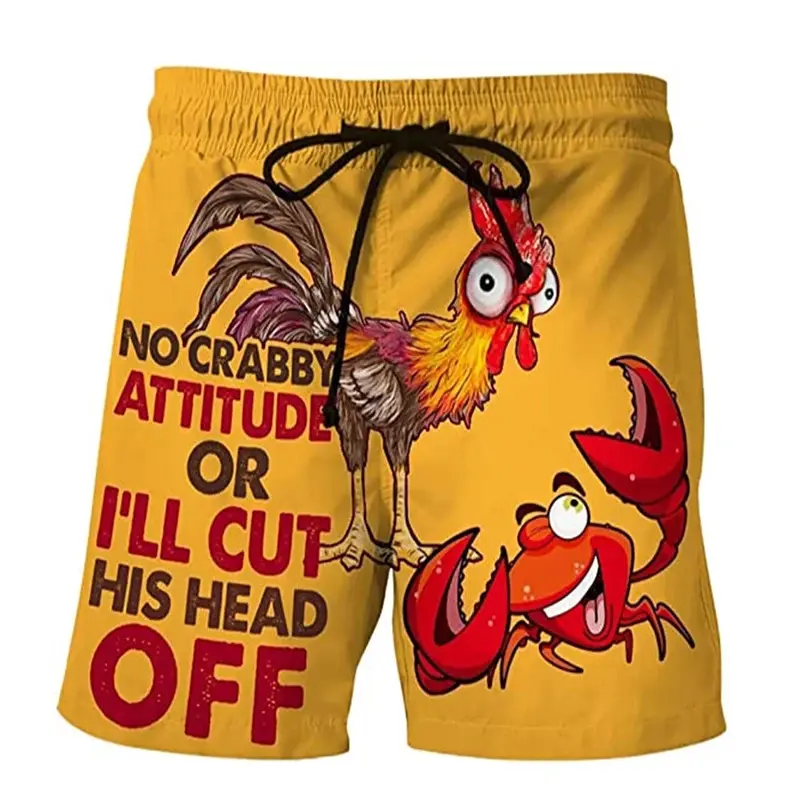 Fun Chicken swimming shorts Crab 3d printed surfboard shorts Banana Beach Shorts Men's swimming shorts Swimming shorts