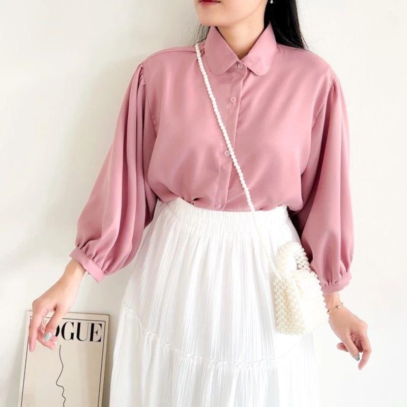Elze Blouse Polos Shakilla Baju Atasan Wanita Kekinian Lengan Balon 3