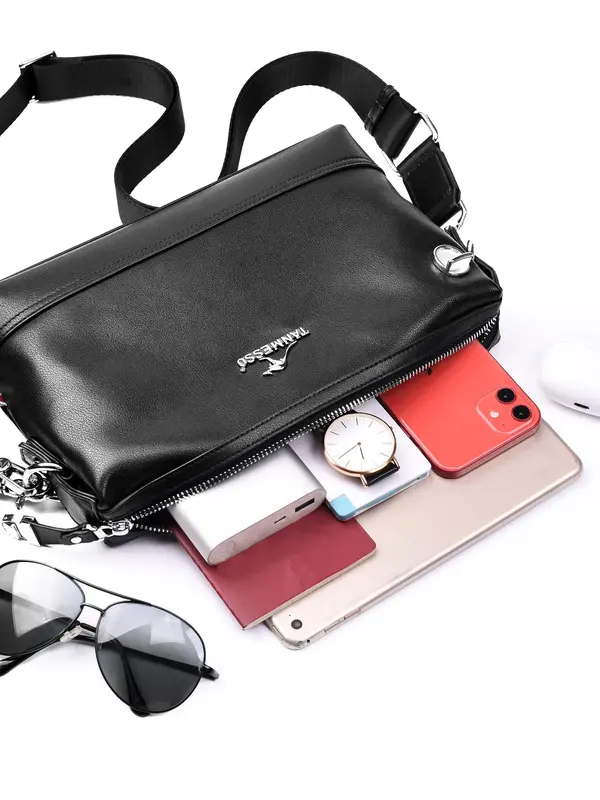 Men's Vintage Letter & Kangaroo Design Crossbody Bag, Casual High Capacity Shoulder Bag for Work & Business Travel, Travel Friendly Durable, One-shoulder Bag 8