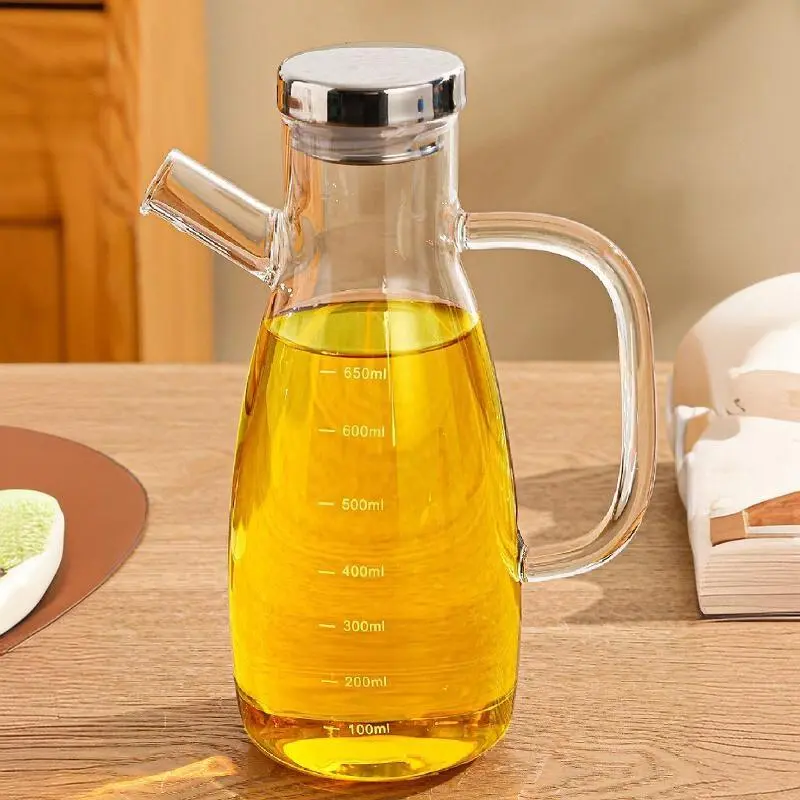 Glass Oil Dispenser with Handle, Oil Bottle with Scale, Kitchen Oil Dispenser, Cooking Oil Bottle, Household Kitchen Utensils