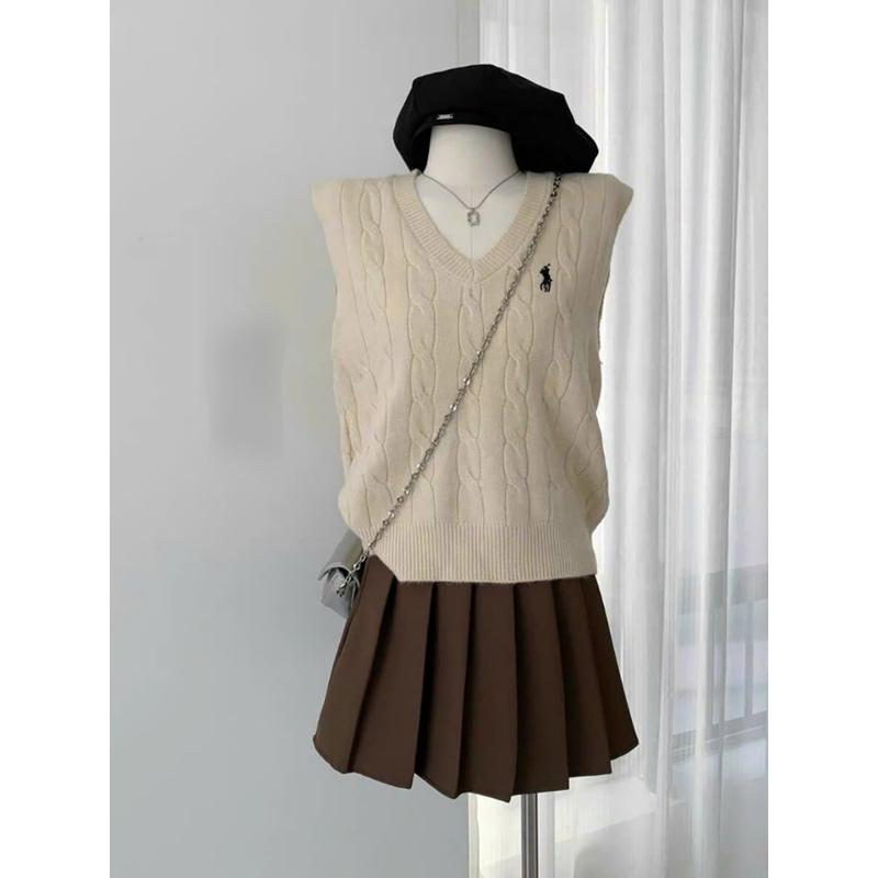 Áo Gile Len Thêu Ngựa, Áo Gile Cổ V Nhiều Màu Xinh Minxu Shop GL4K Top Nữ