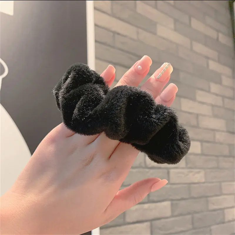 Scrunchies Ruột Lợn Nhồi Bông Thích Hợp Cho Mùa Thu Và Mùa Đông, Dây Buộc Tóc Lông Dễ Phối Đồ Mới Của Người Nổi Tiếng Trên Internet, Dây Cao Su, Dành Cho Nữ, Có Nắp Da, Phụ Kiện Đội Đầu 5