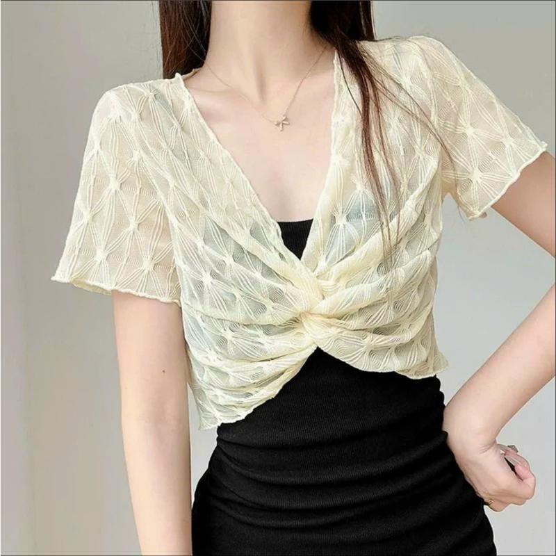 Áo Khoác Len Lưới mỏng phong cách Hàn quốc cardigan dáng ngắn mã 002 nữ Women Top Màu Đen