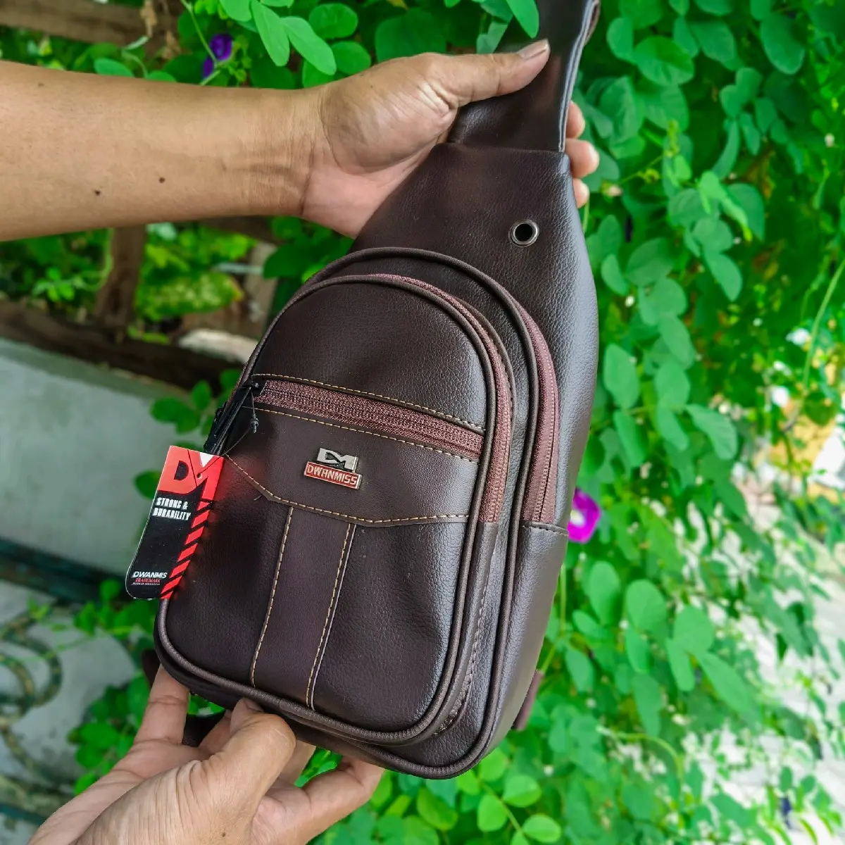 Tas Selempang Pria Original DM | Waistbag Pria Kulit Sintetis Medium Kulit PU