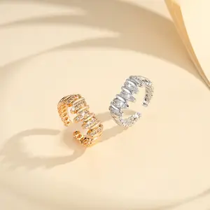 LM831 Perhiasan Cincin Permata Titanium Cincin Stainless Steel Wanita Anti Hitam Anti Karat