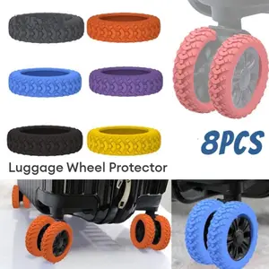 8pcs Silikon Cover Pelindung Roda Koper / Luggage Wheel Protector Silikon Ring Pengganti Universal / Ring Karet Roda Koper Pengganti Cincin Karet Luggage Wheel Ring Hitam Kabin