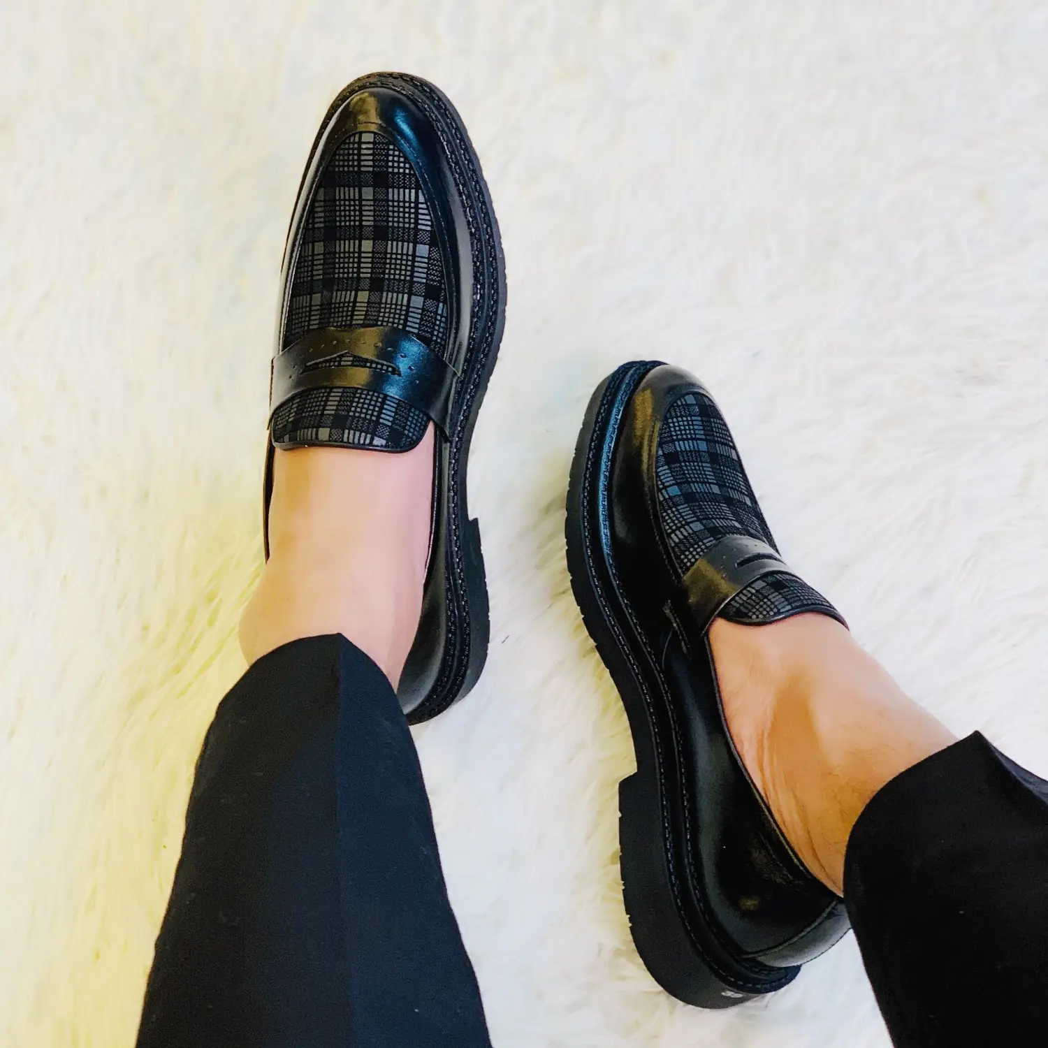 V1 -  Giày Penny Loafer Tibas  Nâu Đen , Giày Lười  Nam Da Bò Nguyên Tấm Đế Cao Su Tăng Chiều Cao Shoes Shoes