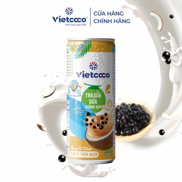  Trà sữa dừa đường đen Vietcoco lon 240ml Tea Chè 