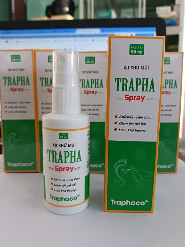  Xịt khử mùi Trapha spray 50ml giảm hôi chân hôi nách - dạng bột giúp hết mùi giày giảm tiết mồ hôi - Traphaco 