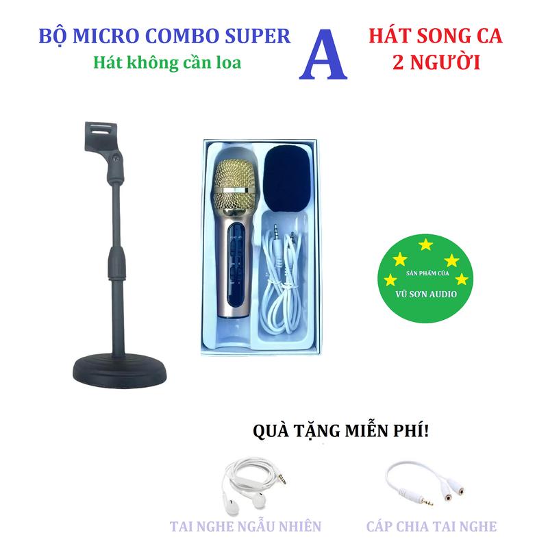 BỘ MICRÔ HÁT LIVESTREAM C11 COMBO SUPER A Mic Đã Nâng Cấp Hát Nhẹ Hút Xa Cắm 3 Dây Live 2 Chiều Dùng Hát Livestream, Thu Âm, Hát Karaoke Tri Ân: Kẹp Micrô Tốt, Thêm 1 Tai Nghe (Ngẫu Nhiên) Và Sợi Cáp Chia Hát Song Ca