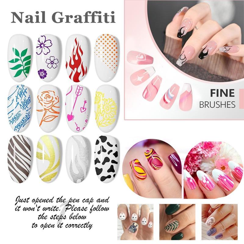 Product Introduction of 2 Colors Nail Brush 0.5mm Single DIY Painted Graffiti Nail Art Highlight Groove Edge Pen Painting Line Drawing Pen 5