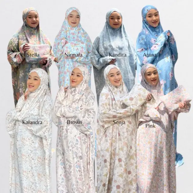 KIMYA ID Mukena Terusan Irish Bahan Rayon Viscose Plus Tas Traveling Bag  Muslim Panjang Katun Motif Dewasa Mukenah Cantik