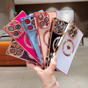 เคสรูปหัวใจ, แม่เหล็ก, กันกระแทกมุมขวา, เข้ากันได้กับ Apple 16, iPhone 15, Pro Max, เรียบง่าย, ช่อง Ins, 14, ใหม่, 13, วัสดุซิลิโคน, กันกระแทก, ความรู้สึกระดับไฮเอนด์, 14 Pro, ปกเต็ม, กันกระแทก, 15 Pro