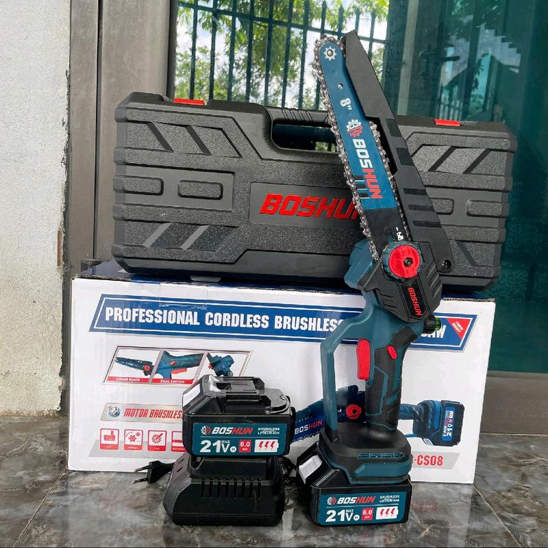 bộ Máy Cưa Xích Dùng P in BOSHUN -CS08 - không chổi than - Chân P  in Phổ Thông bảo hành 6 tháng