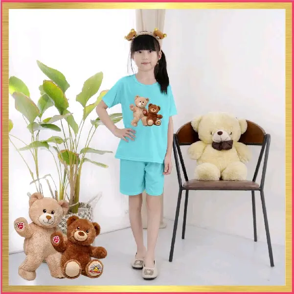 baju Setelan kaos anak gambar bear/set kaos anak unisex usia 3-9th 1