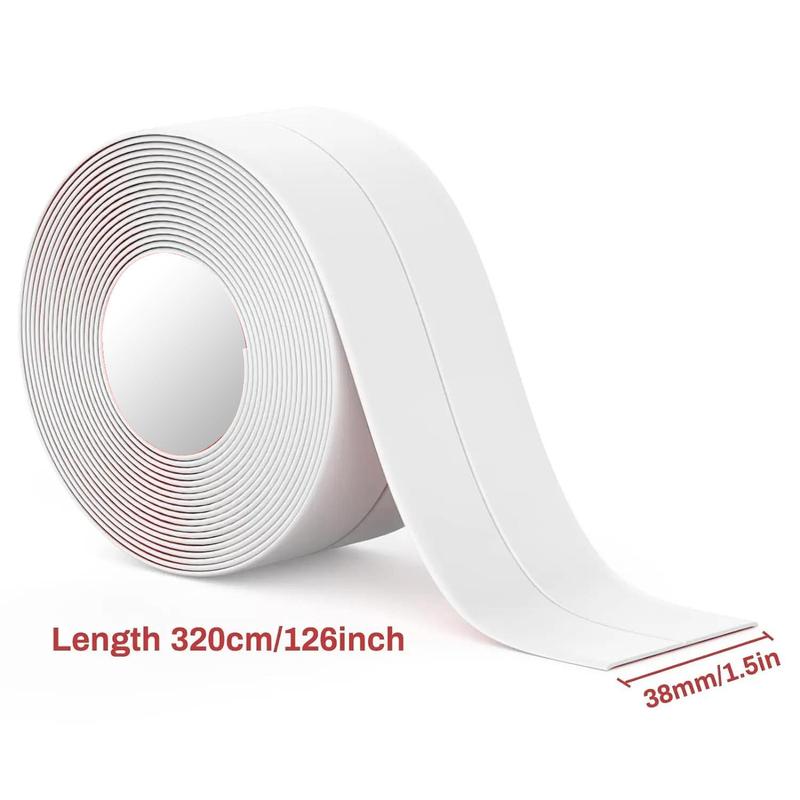 Waterproof Caulk Tape with Tool, 2 Rolls Self Adhesive Caulk Strip, Caulking Sealant Tape for Kitchen, Countertop, Bathroom, Sink, Shower, Bathtub, Toilet Edge Protection 1