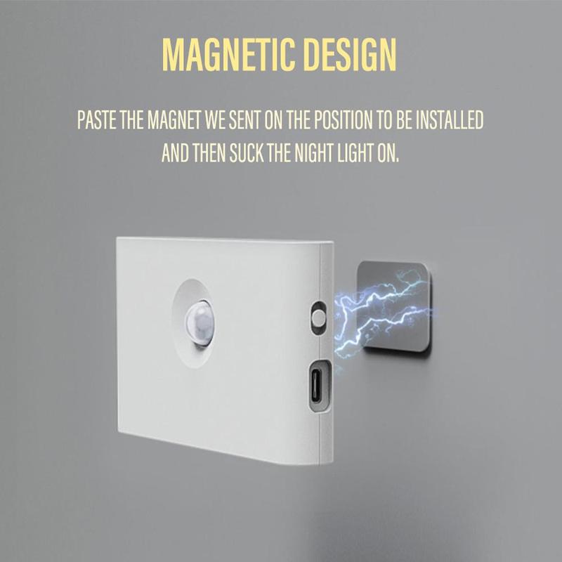 Motion Sensor Night Lights, USB Rechargeable Magnetic Wall Lamp, Home Motion Sensor Night Light, for Bedroom Hallway Bathroom Kitchen Cabinet Stair & Basement 5