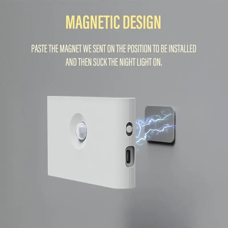 Motion Sensor Night Lights, USB Rechargeable Magnetic Wall Lamp, Home Motion Sensor Night Light, for Bedroom Hallway Bathroom Kitchen Cabinet Stair & Basement 4